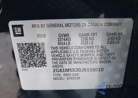 2018 Cadillac Xts Luxury from USA, damaged, VIN 2G61M5S30J9158510